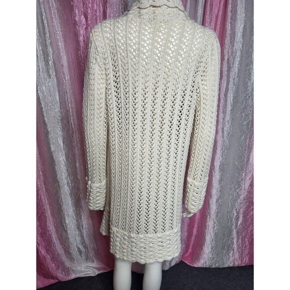 Sigrid Olsen Signature Knit Crochet Open Duster Cardigan Size Medium - Picture 8 of 13